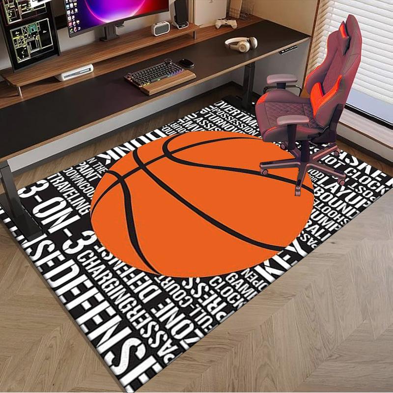Basketball Pattern Background Carpet, Chair Rug,Rug for Office Bedroom Living Rooms, Doormat Decor Fan Gift Christmas Gift