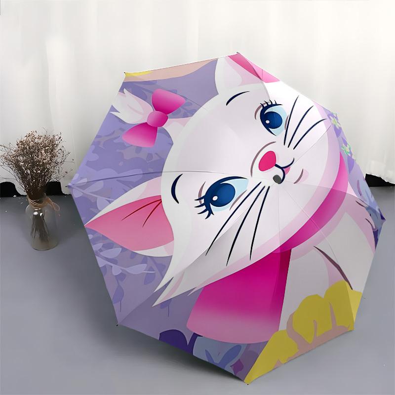Aristocats, Marie Themed Automatic Opening and Closing Umbrella, Brightly Colored 8-rib Portable Umbrella, Suitable for Men and Women, A Perfect Gift