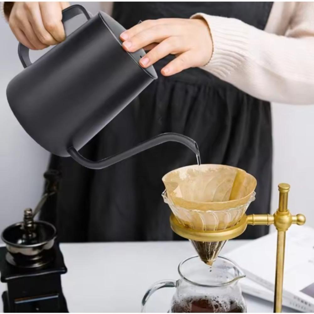 Thickened Stainless Hand Drip Coffee Hot Water Pot with Lid Gooseneck Kettle Hanging Ear Coffee Home Kitchen Cafe Accessories