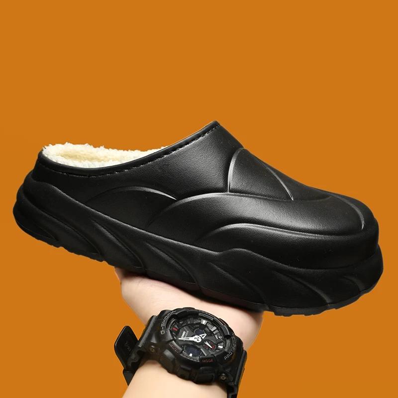 Indoor Slippers Added Cotton Men's Slippers Shoes for Men Thick Bottom Wear-resistant Waterproof Couple Women Home Shoe Non-Slip