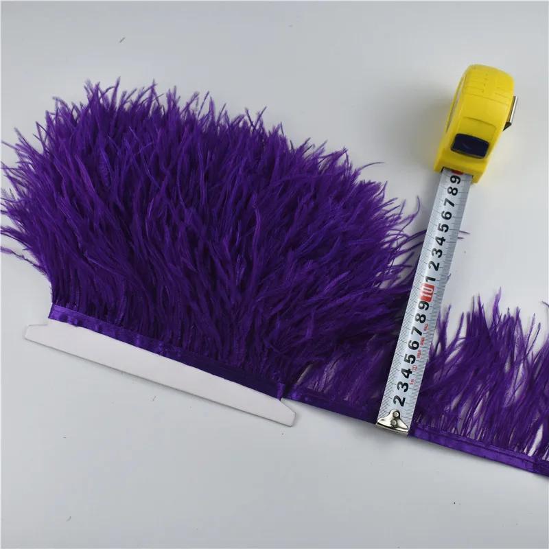 Veer1Meter Struisvogelveren op Lint Franje Randafwerking 8-10cm DIY Rok Naaiben Versieringen Randen Veer Jurk Decoratie voor Kleding Decoratie