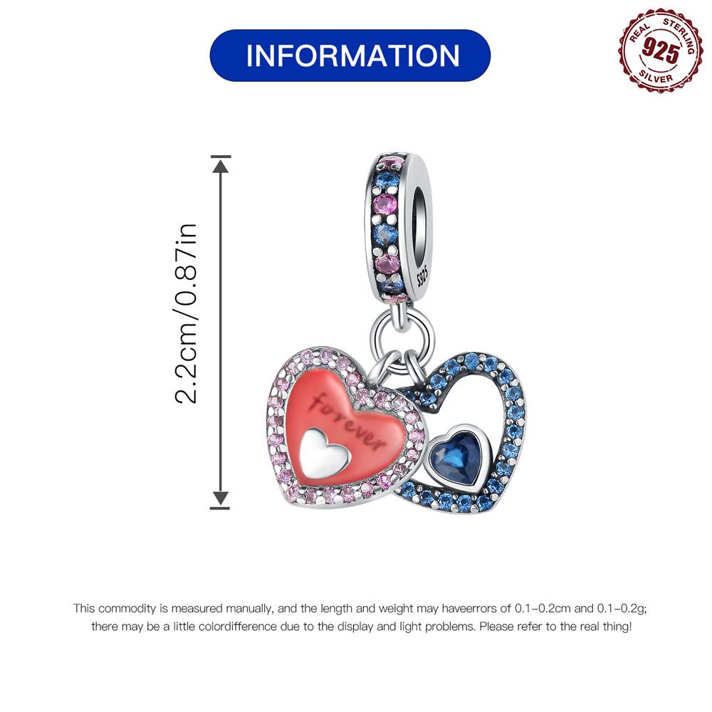 Authentic Original Copper Metal Charm Bead Components Luxury Pink Heart Blue Pendant Bead Component Bead Components Compatible With Bracelet High