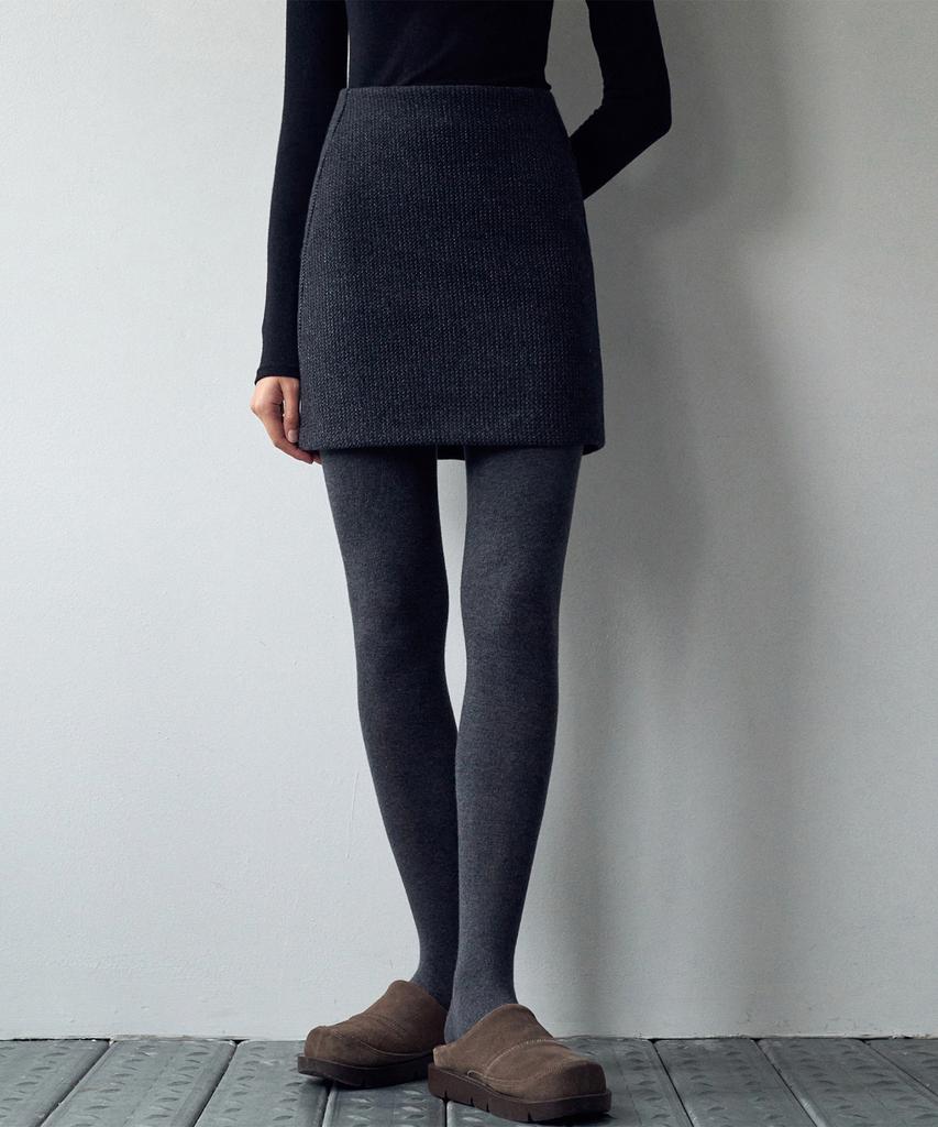 Roeil Wool Check Short Skirt - Black