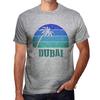 Men’s Vintage Tee Shirt Graphic T Shirt Dubai Sunset Grey Marl