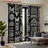African Geometric Print Curtains Black White Semi Transparent Polyester Window Drapes Design Set Of 2 Made With Rod Pocket