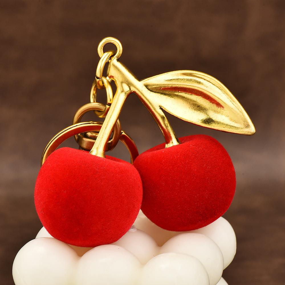 Kirschfrucht-Taschenanhänger mit Plüsch-Finish für Handtaschen und Schlüsselanhänger