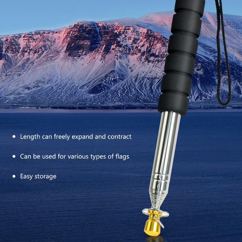 Retractable Handheld Flagpoles With 8 Clip Regulable Stainless Steel For Outdoor Activity And Teaching Tool