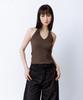 ROUGHNECK Basic Halter Knit Top Brown