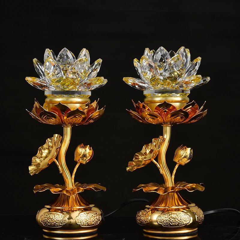 Lot de 2 lanternes en forme de lotus, chandeliers artificiels, fournitures pour la salle ancestrale, prière pour la décoration de la maison du temple