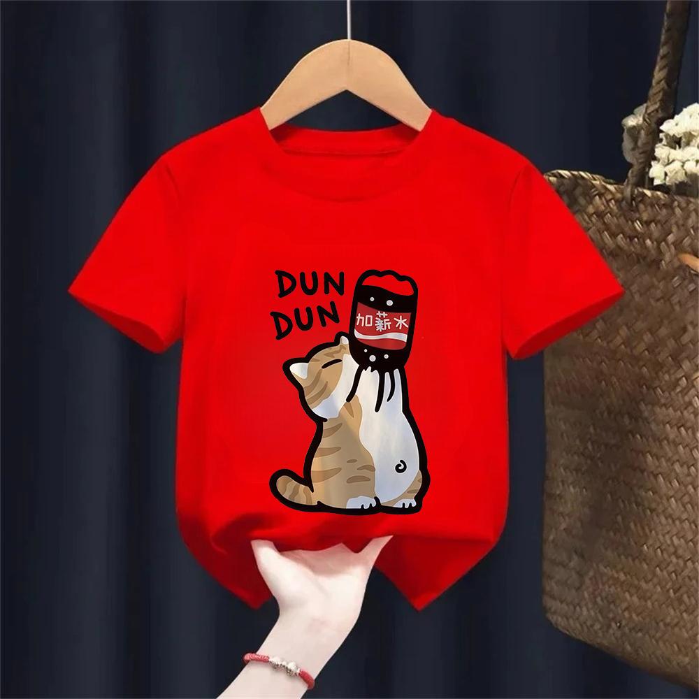 T Shirt Cat Chinoiserie Style Funny Summer Retro Trend Cartoon Kitten Tops Tee T-shirt Kids Design Lovers Casual Short Sleeved
