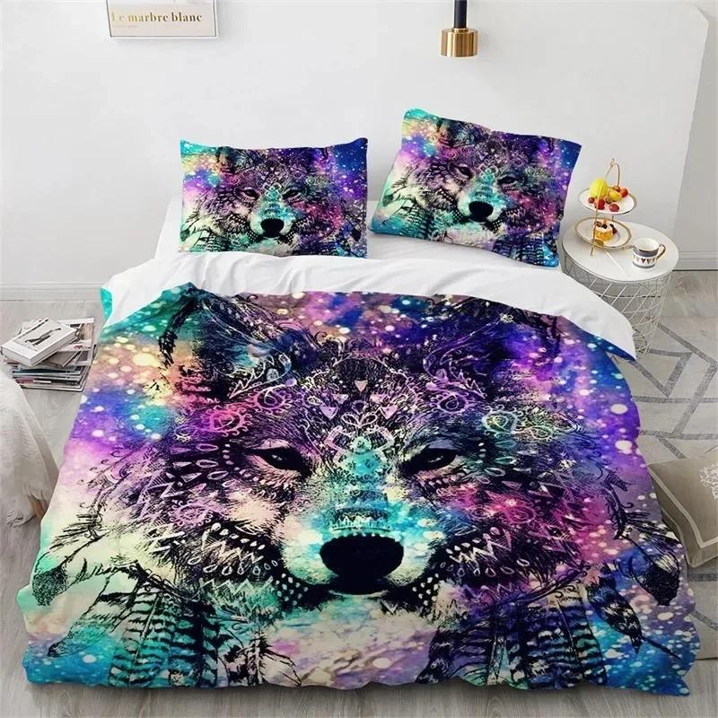 3D Wolf Fox Elk Wild Animals Bedding Set Boys Girls Twin Queen Size Duvet Cover Pillowcase Bed Kids Adult Home Textileextile