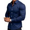 Men Muscle Fit Business Casual Long Sleeve Wrinkle Free Work Shirt