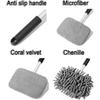 Car Windshield Cleaner Tool, Vehicle Window Cleaner With Extendable Handle & 3 Reusable And Washable Pads, Auto Glass Wash Brush Accessories,