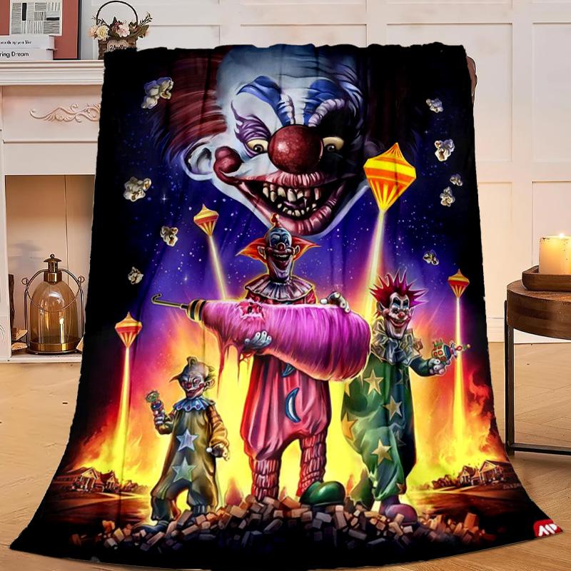 1 Stück Clown Horror Flanell Decke Geschenk, Geeignet für Männer und Frauen, Weich, Ideal für Betten und Sofa, Geburtstags- oder Weihnachtsgeschenk