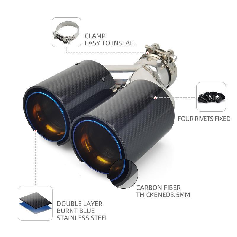 Modificação de Carro BMW Fibra de Carbono Tubo de Escape Duplo/Quádruplo com Logo M - Ponteira em Y
