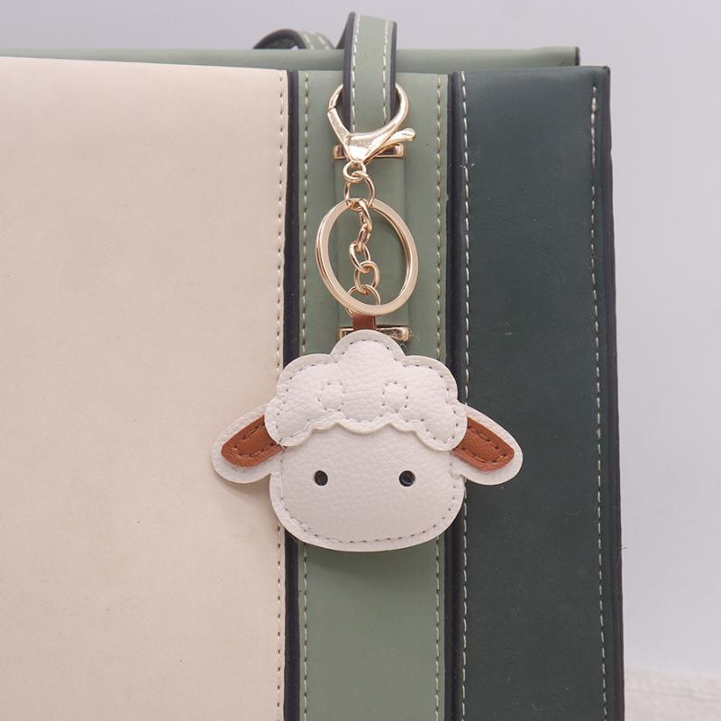 Pu Leather Cute Cartoon Sheep Mountain Lifelike Keychains For Women Men Kid Children Bag Pendant Halloween Gift