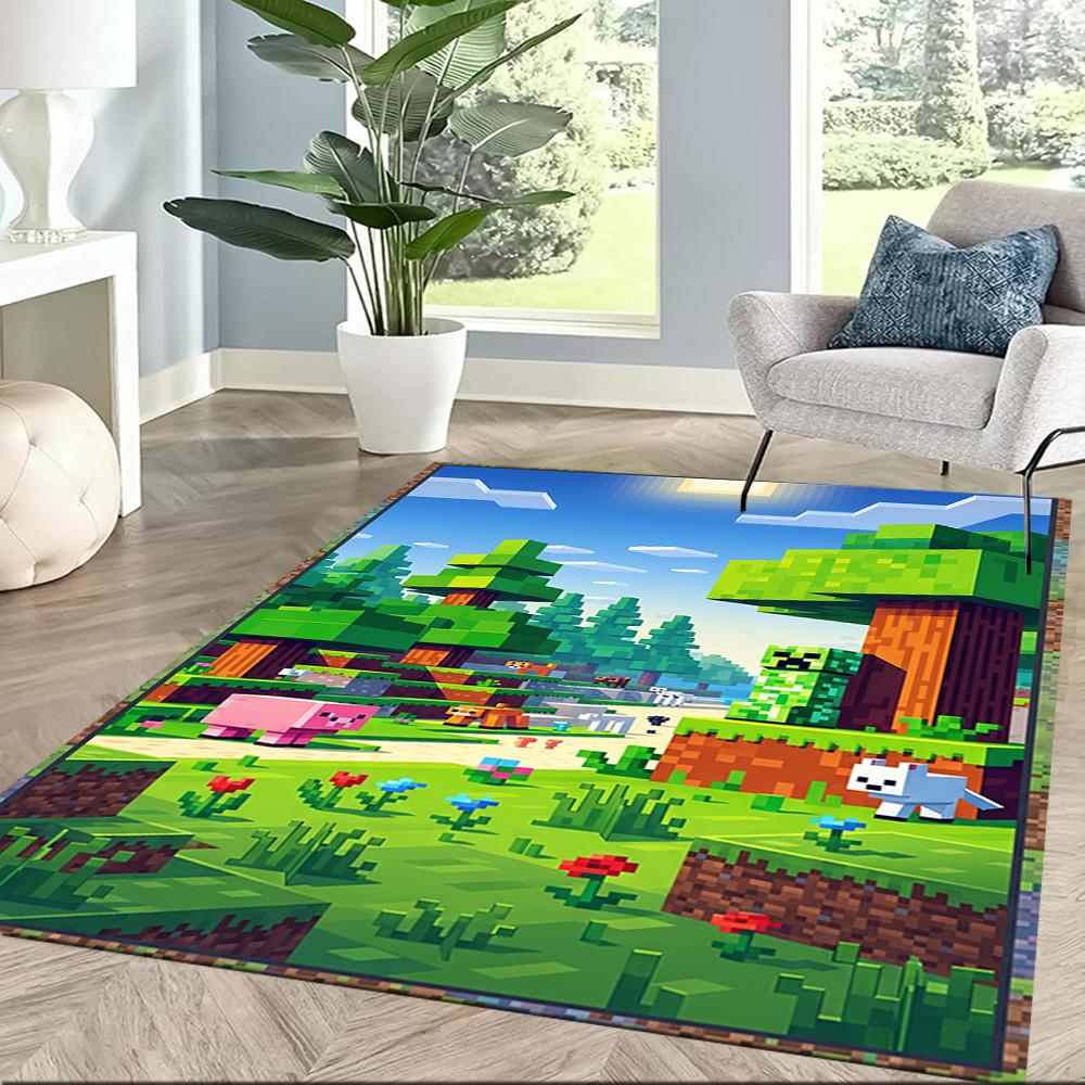 Minecraft 126 Carpet Design for Kitchen Outdoor Game Room Living Rooms Antislip Carpet Office Home Decor Perfect Gift for Women/Men