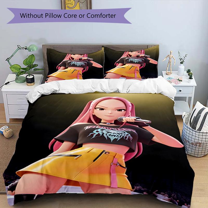 3pcs KPop Demon Hunters MIRA2 Design Cover Set - HD Printed Bedding with 1 Cover and 2 Pillowcases - Perfect for Home and Dorm Decor