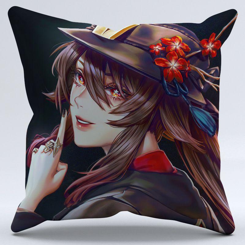 Genshin Impact Hu Tao Pillow Case Soft Plush Cushion For Magical Home Decoration