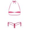 Set Bikini cu Șireturi și Gât Înalt pentru Femei, Tanga cu Talie Joasă, Costum de Baie Micro din Două Piese, Lenjerie Intimă de Plajă