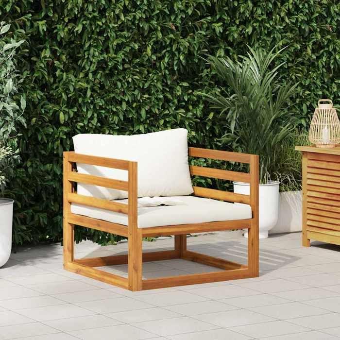 Chaise de jardin - MAISON EXCLUSIVE - Acacia massif - Coussins crème - Huilée, résistante aux intempéries - 110 kg