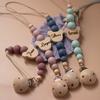Catena Porta-ciuccio in Legno Personalizzata con Nome, Portaciuccio in Silicone con Perline, Protezione, Dente da Masticare, Ciondolo, Regalo per Neonato