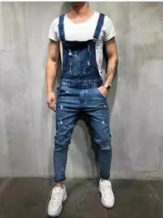 European and American Men's Ripped Badge Skinny Jeans