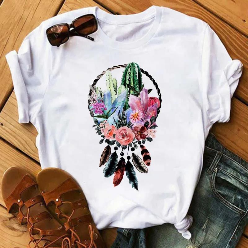 Modisches T-Shirt mit Traumfänger, Unisex, Unisex, Harajuku, T-Shirt mit Grafikdruck, modisches T-Shirt mit Rundhalsausschnitt, kurze Ärmel, Übergröße, Unisex