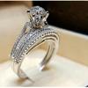 Nobility Luxurious Color Imitated Aaa Zircon Crystal Women Diamonds Finger Ring Sets Engagement Bridal Gathering Bridal Jewelry Gathering Gathering