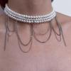 Elegant Pearl Tassel Multi-layer Clavicle Chain: Three-layer European & American Style Beaded Choker Necklace for Women