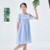 Mengtejiao Girls' Summer 2026 Lyocell Doll Collar Dress