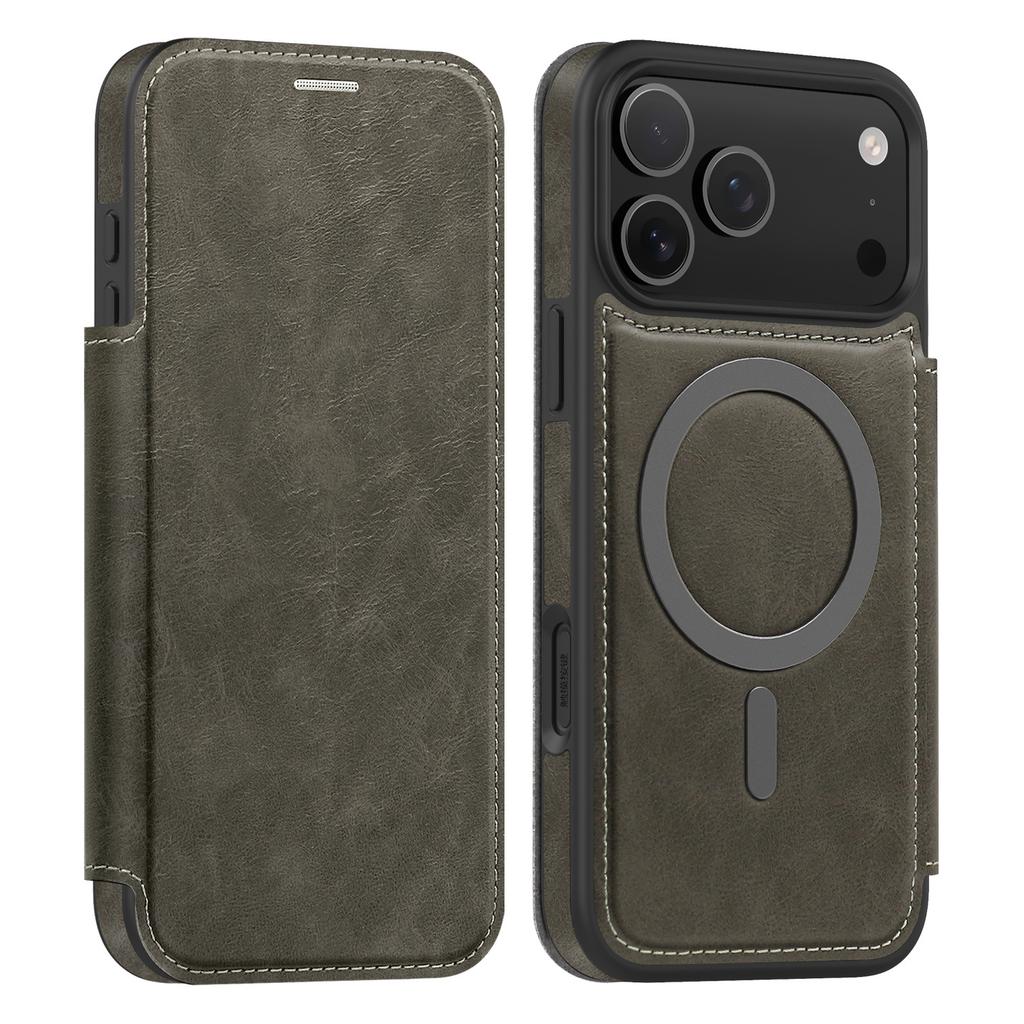 Suitable for iPhone 17 Pro Max Wireless Charging Protective Case with Card Slot, Apple 17E Ultra-thin S26 Flip Phone Case