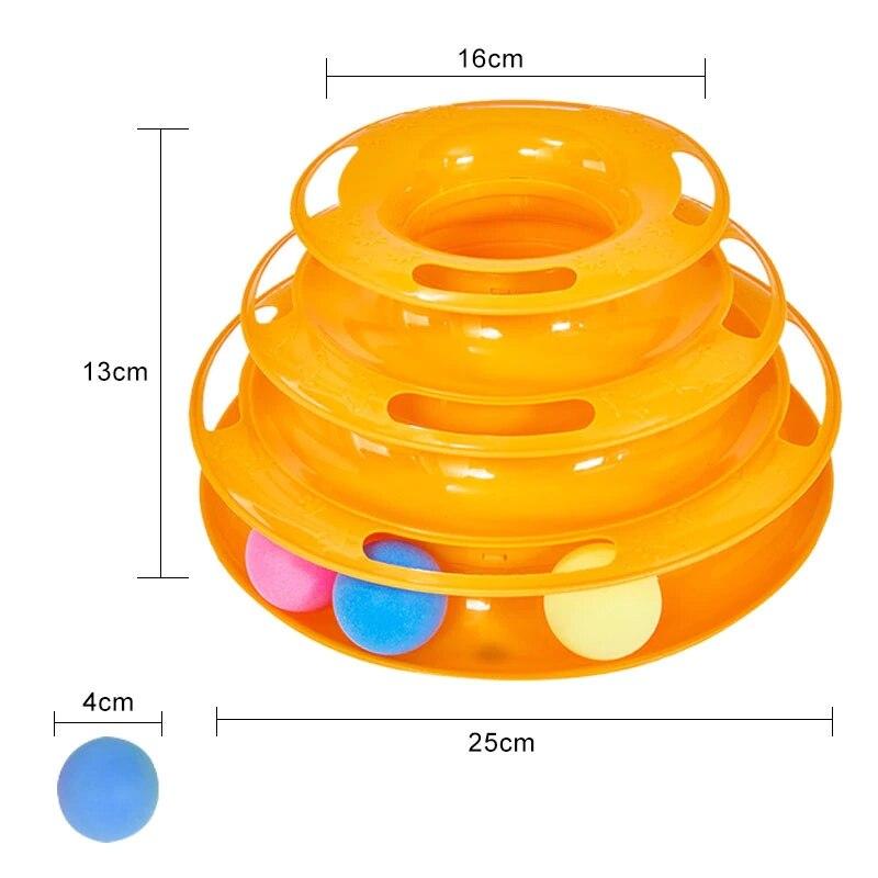 Brinquedo de inteligência de três níveis para gatos, quebra-cabeça de torre de gato engraçado, bola de brinquedo ...