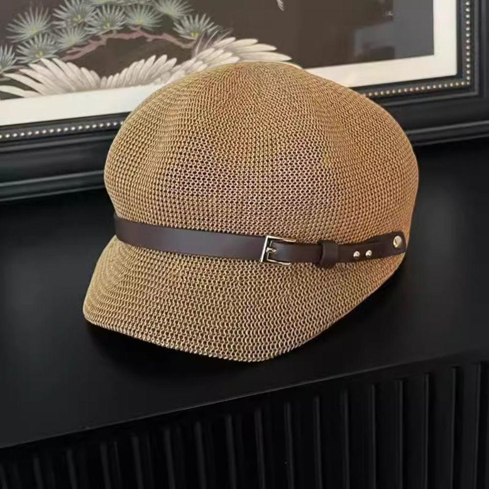 Knitted Painter Hat Thin Octagonal Hat New Female Baseball Cap  Sun Protection