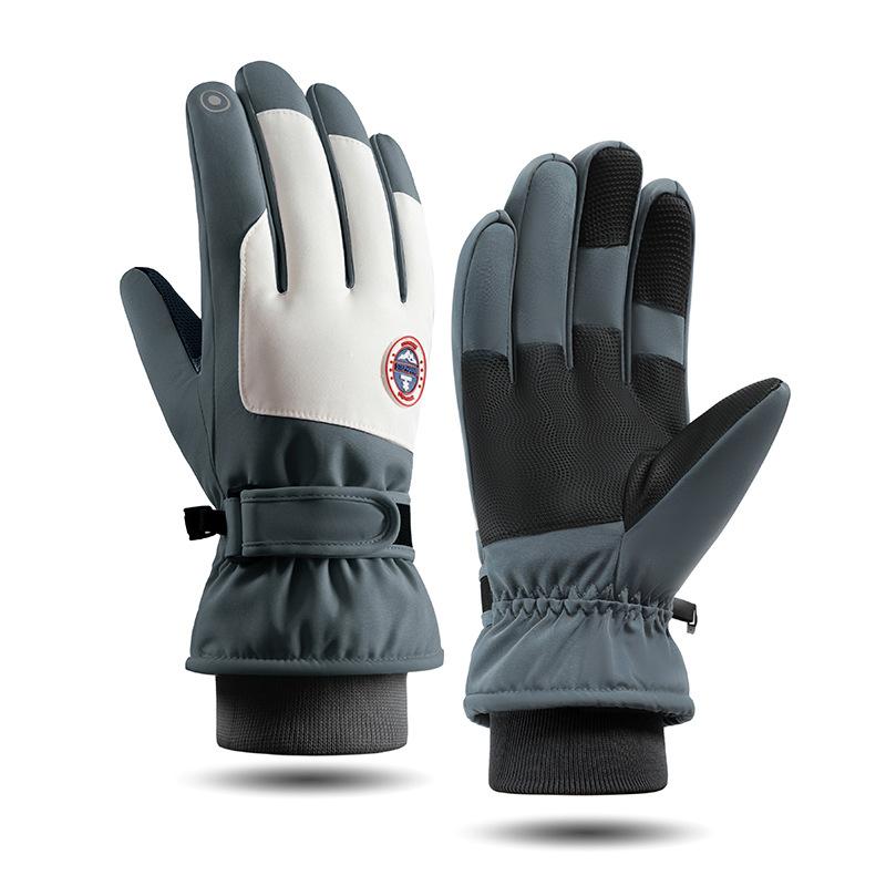 Winter Outdoor Fleece Warm Waterproof and Anti Slip Touch Screen Electric Bike Riding and Mountaineering Gloves
