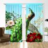 Blue Peacock Including Flower Peafowl Curtains for Living Area Premium Bedchamber Divider Left and Right 2panel