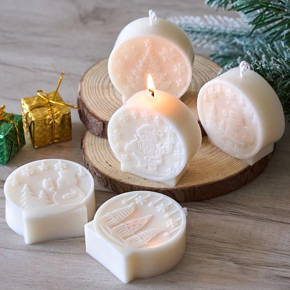Silicone Christmas Candle Molds DIY Crafts Handmade Plaster Candle Ornaments Santa Claus Elk Snowman Relief Christmas Ball