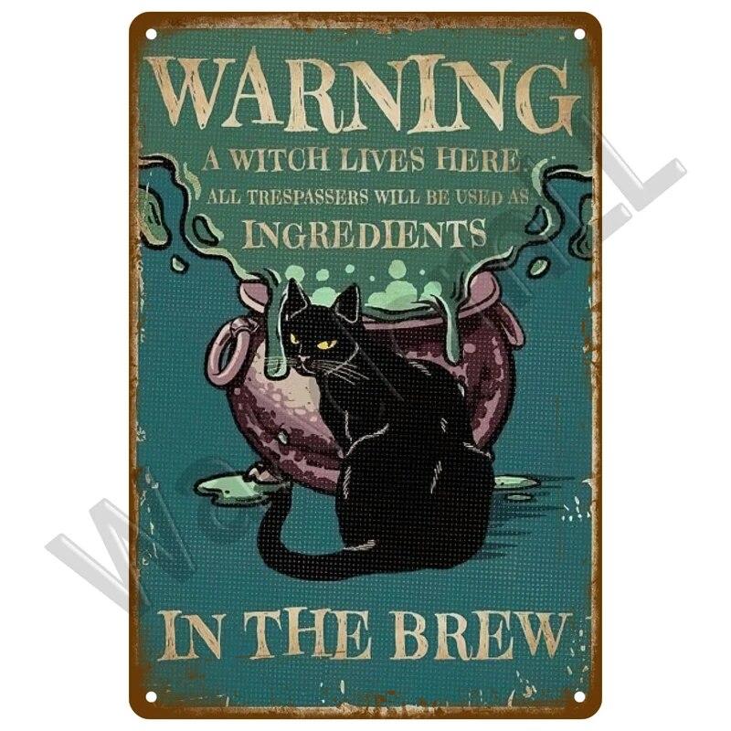 Retro Black Cat Metal Sign Poster Funny Cat Tin Sign Animal Vintage Plaque Home Decor Wall Art Pet Shop Garden Dog Bar Plaque