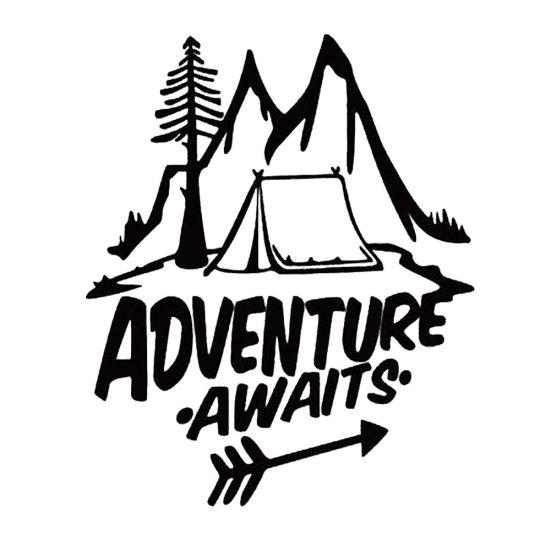 Adventure Awaits Tree Tent Mountains Car Vehicle Reflective Decals Sticker Decor