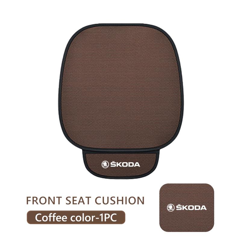 VIJT4 For Skoda Car Seat Cushion Cover Breathable Ice Silk Soft Mat Kodiaq Octavia 2 3 Rapid Karoq Fabia Kamiq Superb