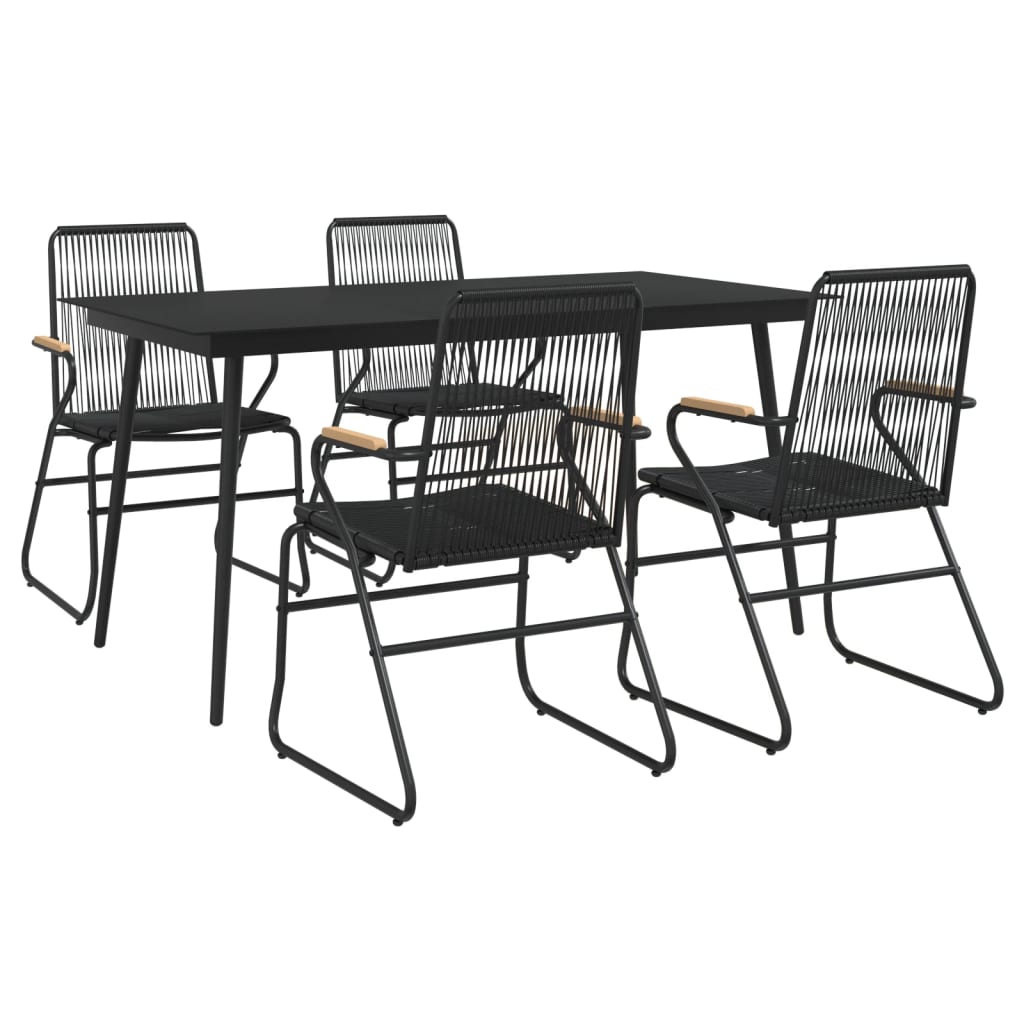 5 Piece Outdoor Dining Set Black PVC Rattan