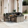 Vidaxl 9-Cz. Garden Furniture Set With Cushions, Grey, Poly Rattan
