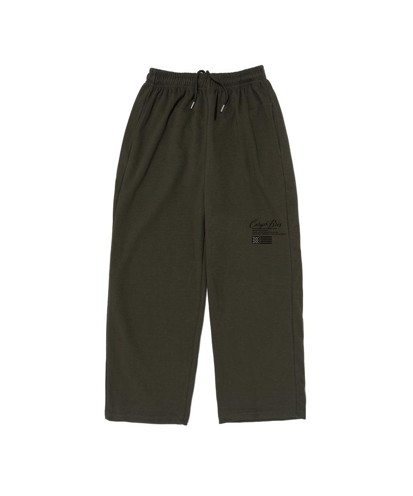 CARGOBROS Lettering Semi-Wide Sweatpants (Khaki)