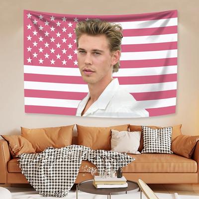 Austin Butler Růžová Americká Vlajka Nástěnná Tapiserie Herec Domácí Dekorace Ložnice Kolej Nástěnná Závěsná Podkladová Látka Festivalový Dárek