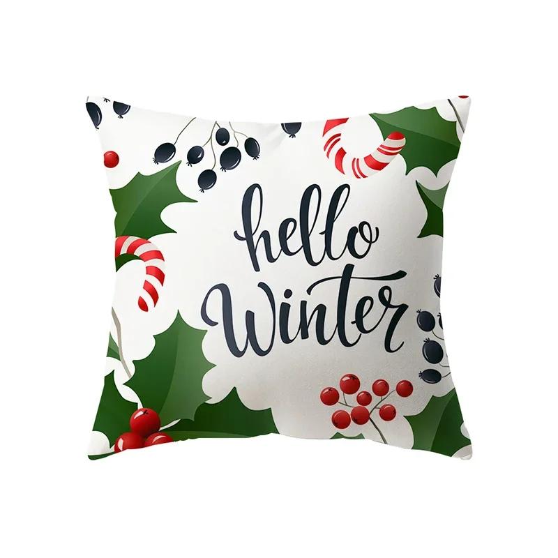 Merry Christmas Decorative Print Pattern Cushion Cover Home Living Room Sofa Decoration Square Polyester Pillow