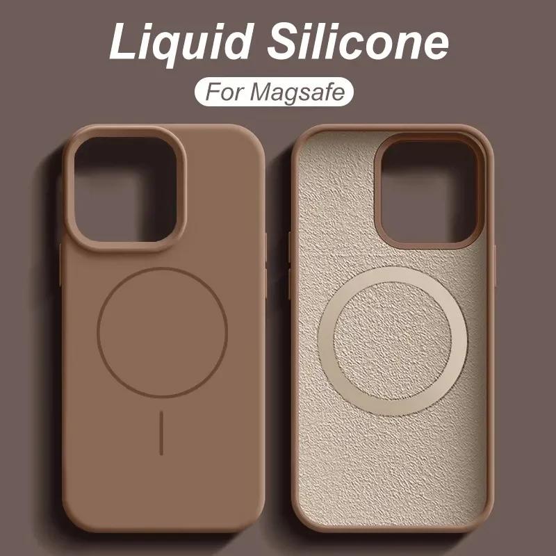 Luxury Liquid Silicone For Magsafe Case For iPhone 16 15 14 13 12 Pro Max Plus Magnetic Wireless Charging Soft Cover