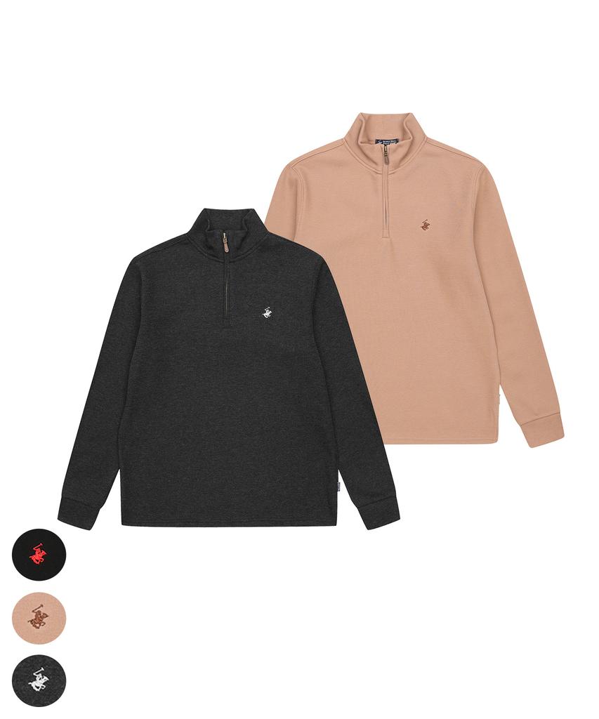 BHPOLOCLUB [2Pack] Men'S Signature Fleece-Lined Half-Zip 3 Colors Ts483 (Type B)