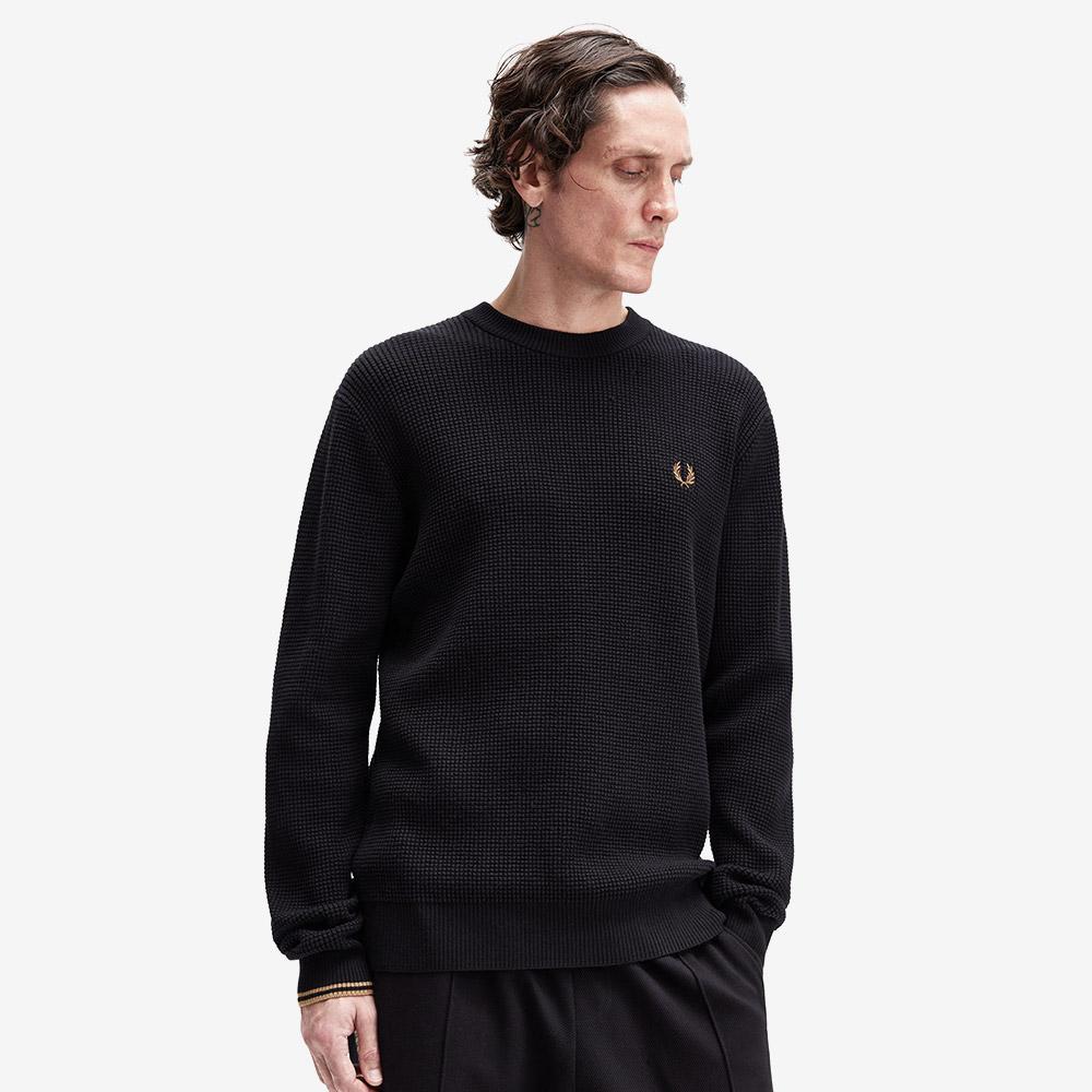 FRED PERRY [Sharp] Waffle Stitch Knit - Black Afpm2536507-102