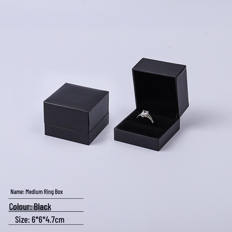Black Right Angle Flip-top Jewelry Gift Box - Ring & Earring Packaging with Logo Printing
