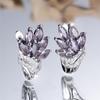 Exquisite Lila Zirkon Ohrringe für Frauen Mode Silber Farbe Hochzeit Partei Schmuck Geschenk